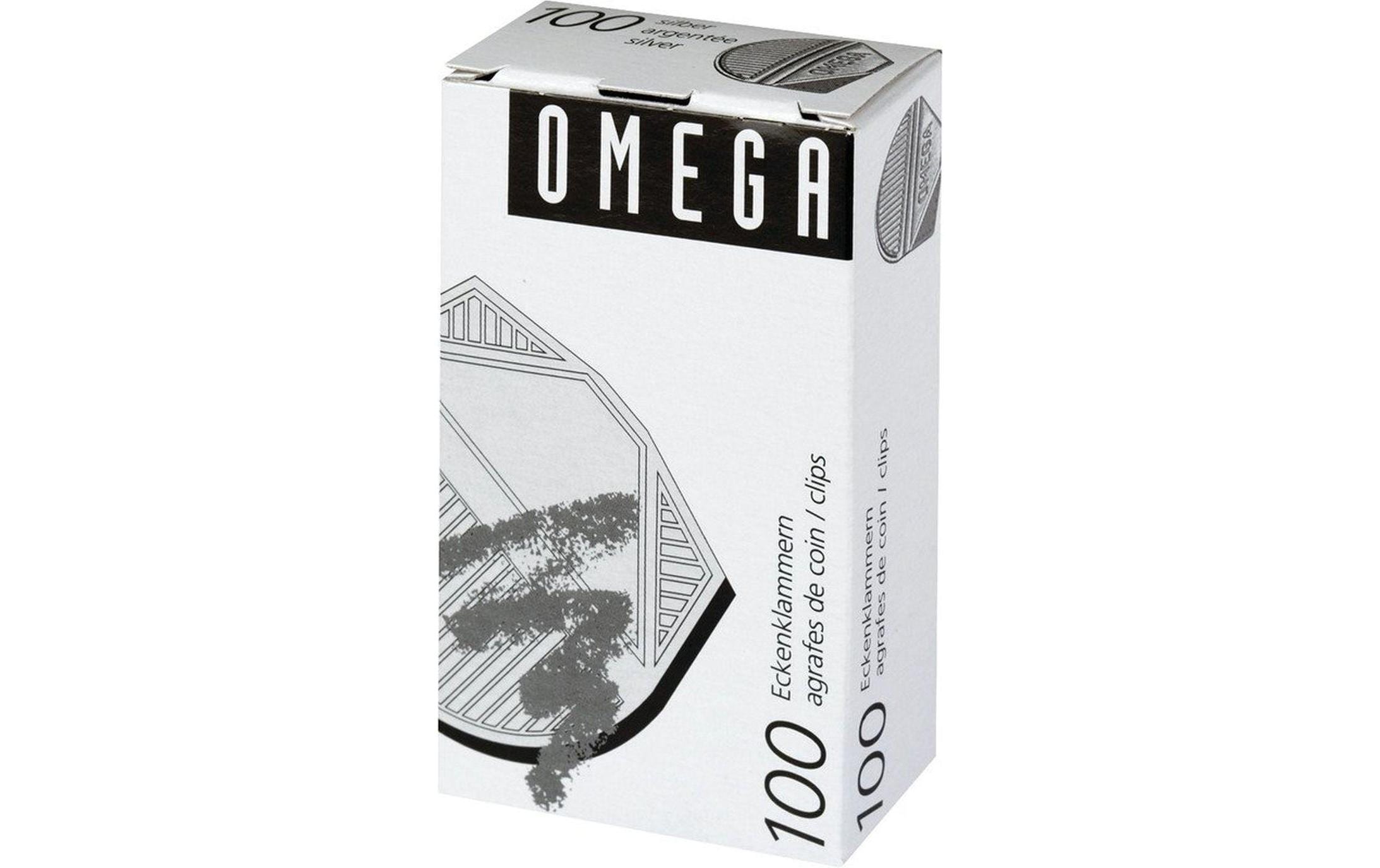 Omega Eckenklammern 100 Stück, silber metallic