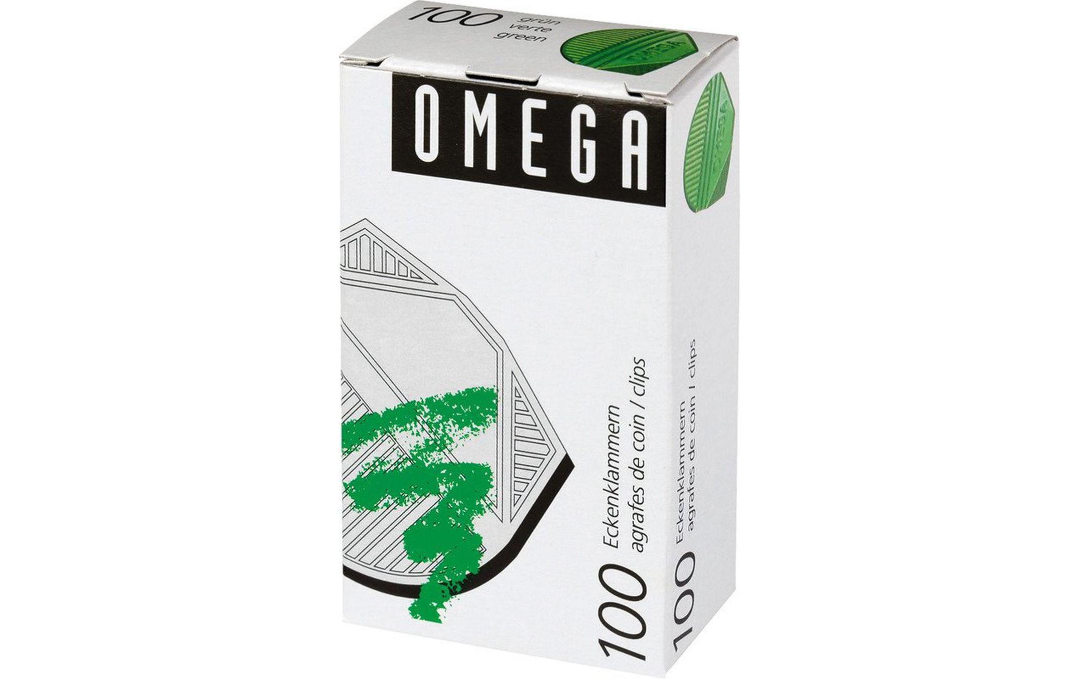 Omega Eckenklammern 100 Stück, grün metallic