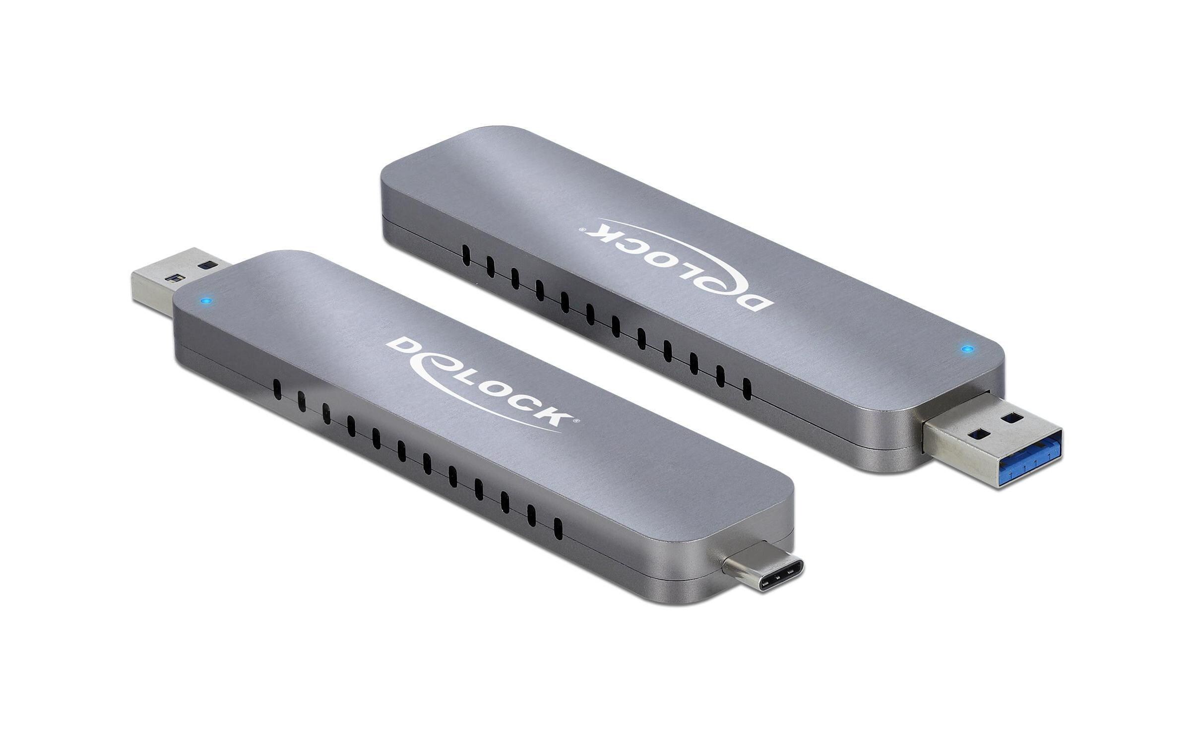 Delock M.2 NVME zu USB Gehäuse Typ-C,A Betrieb von M.2 NVME SSDs an USB3.2 Gen2