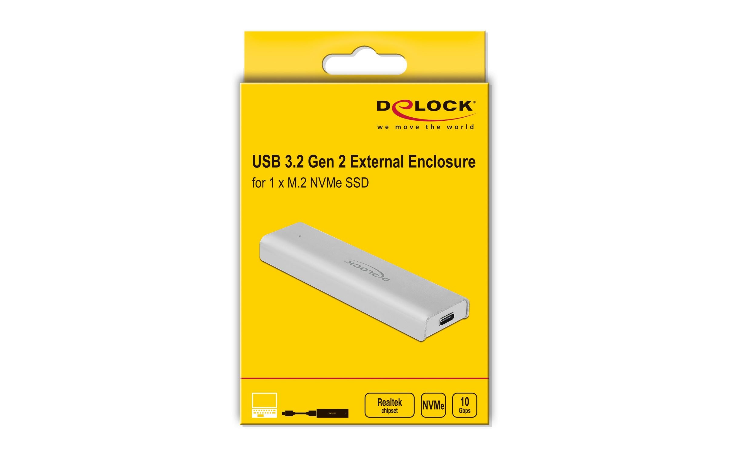 Delock M.2 SATA zu USB.3.2 Gehäuse Betrieb von M.2 SSDs an USB3.2 TypC