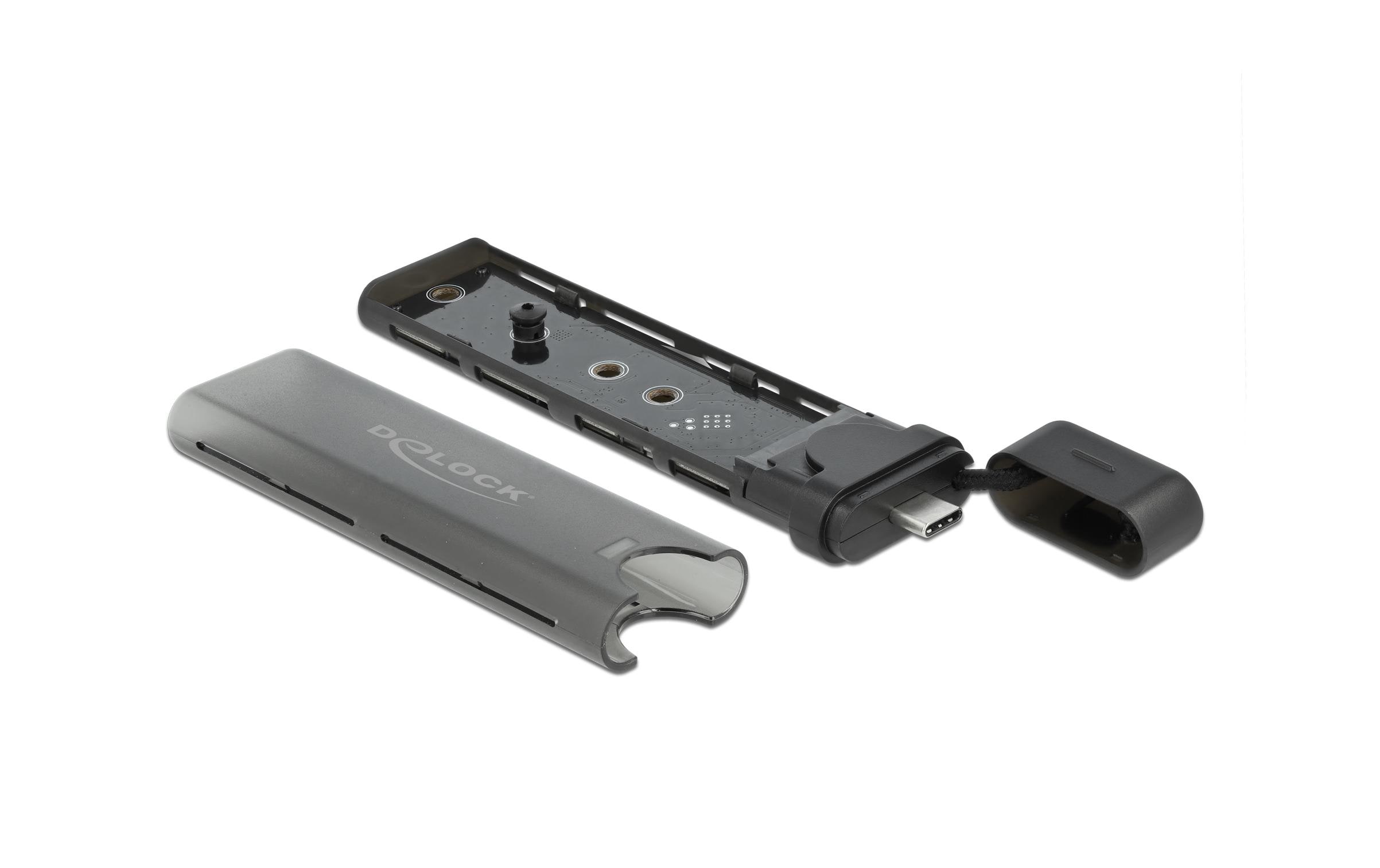 Delock M.2 NVME&SATA zu USB Gehäuse Typ-C USB3.2 Gen2, 10Gbps, werkzeugfrei