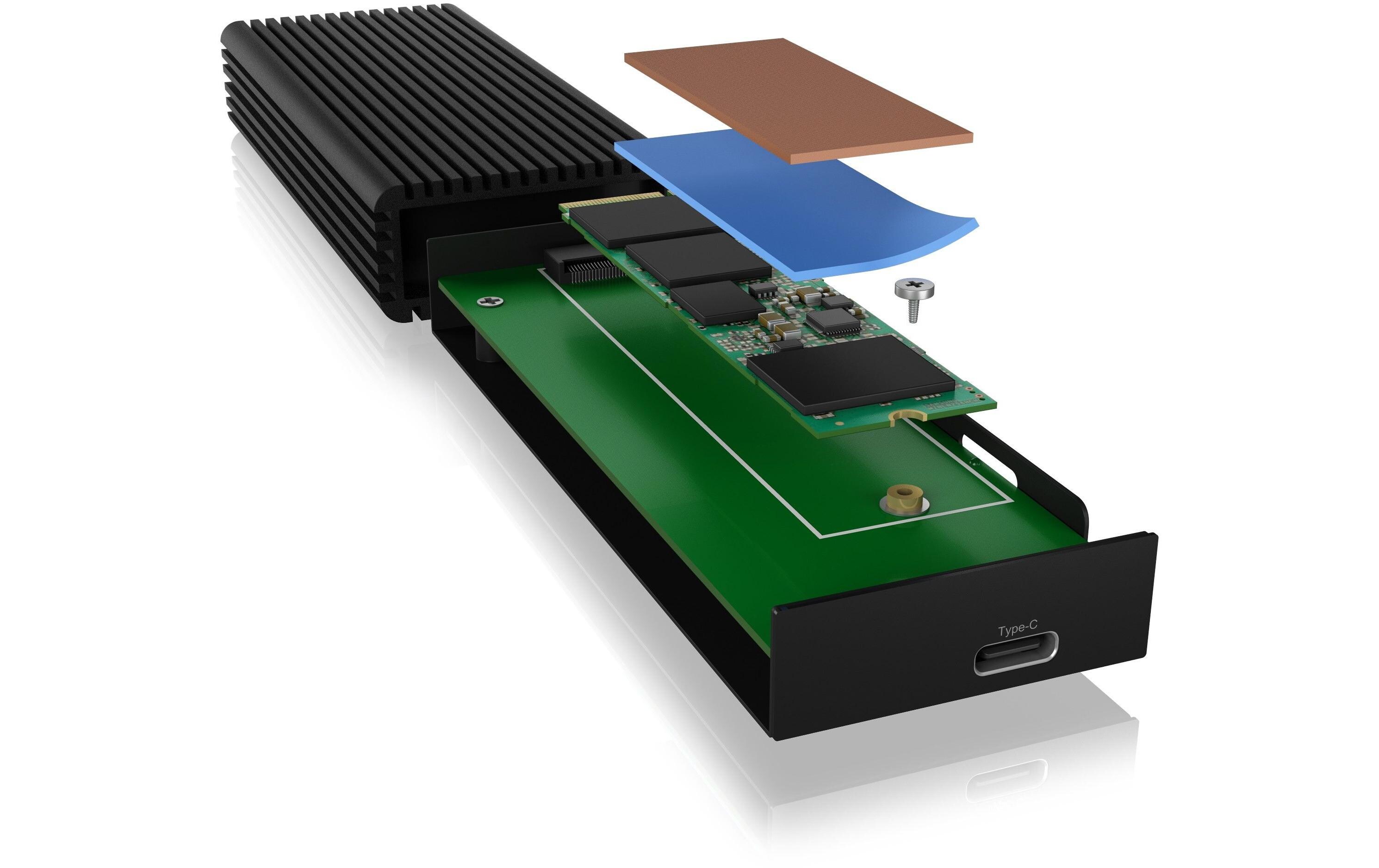 ICY BOX ext. M.2 NVMe Gehäuse IB-1916M-C32 schwarz, USB 3.2 Type-C, M.2 NVMe SSD