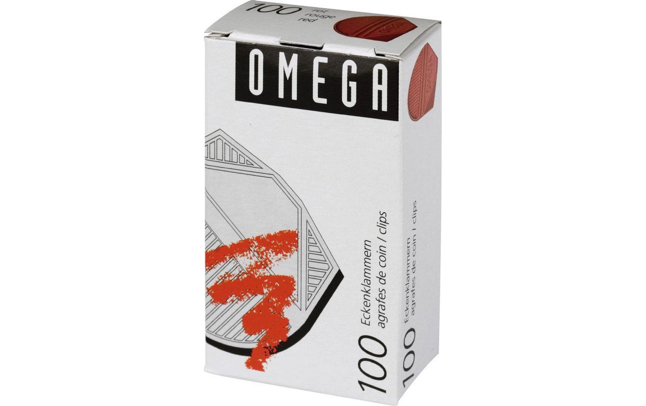 Omega Eckenklammern 100 Stück, rot metallic